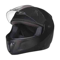 O2 Prox Matt Finish Flip-Up Helmet With Scratch Resistant Clear Visor (Plain Black)